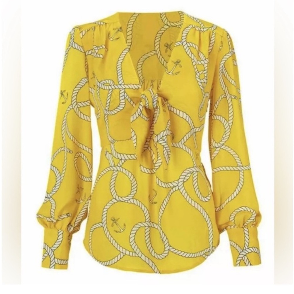 CAbi #5707 Mia Reef Knot Sunny Ropes Yellow
Slim Long Sleeve Blouse